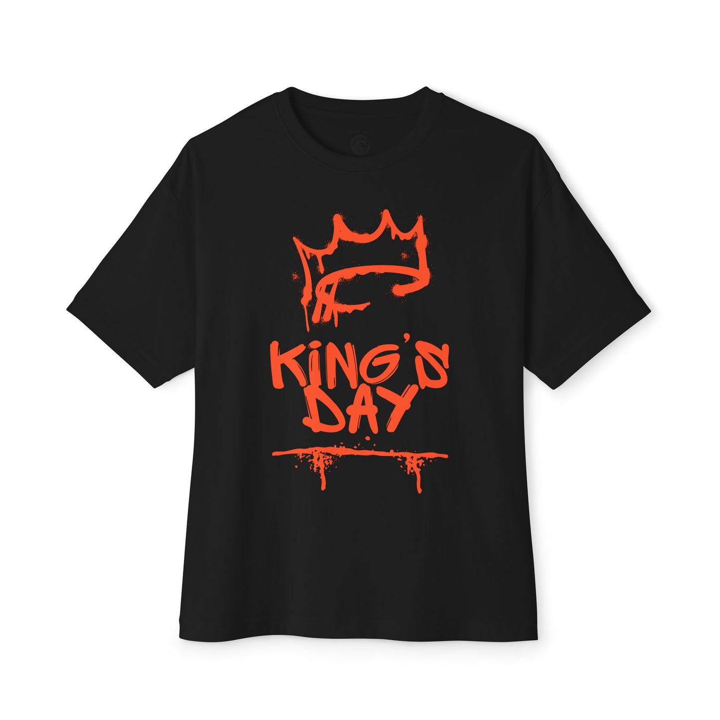 King's Day Graphic Tee — Oversized Boxy Shirt with Red Crown Design