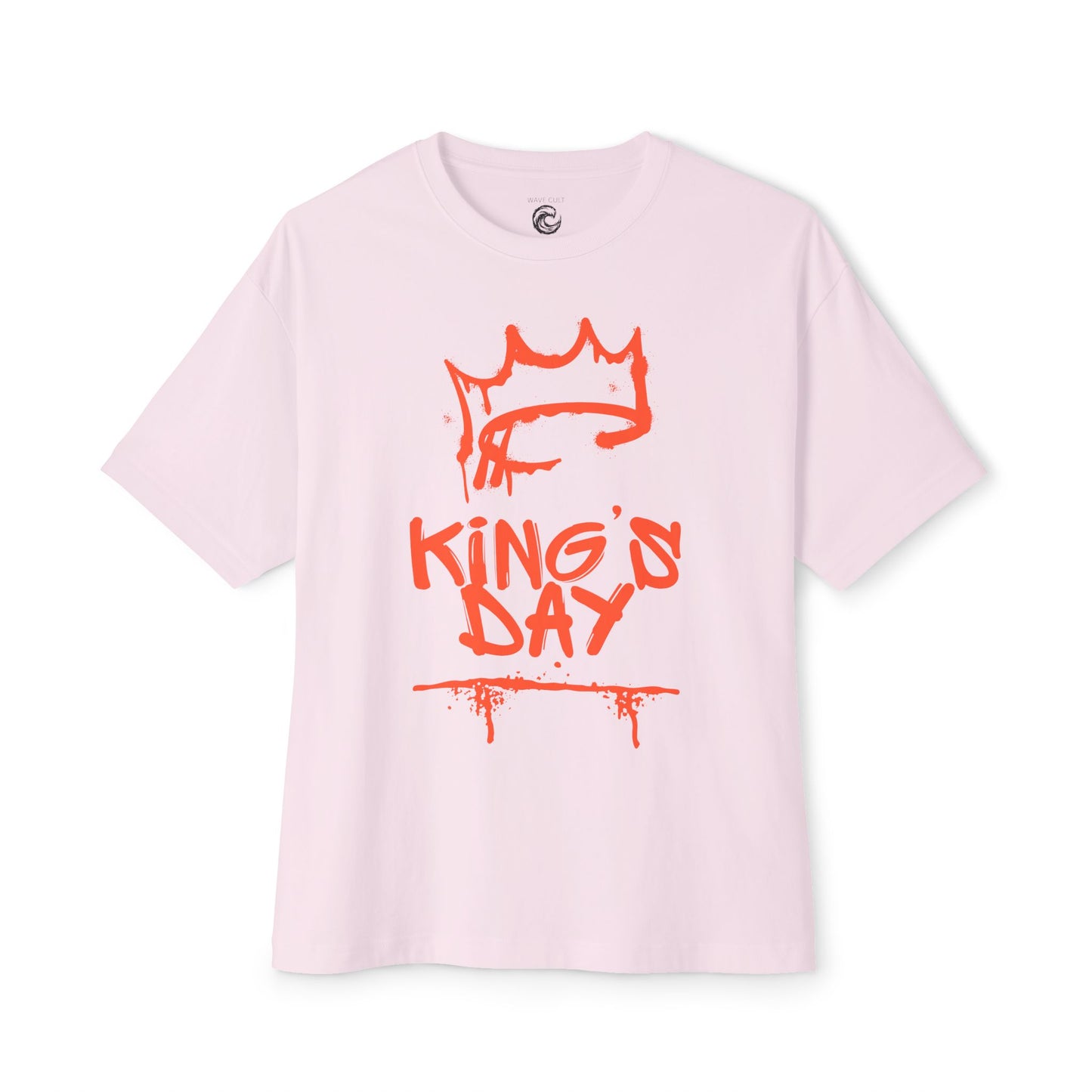 King's Day Graphic Tee — Oversized Boxy Shirt with Red Crown Design