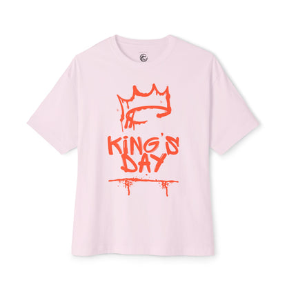 King's Day Graphic Tee — Oversized Boxy Shirt with Red Crown Design