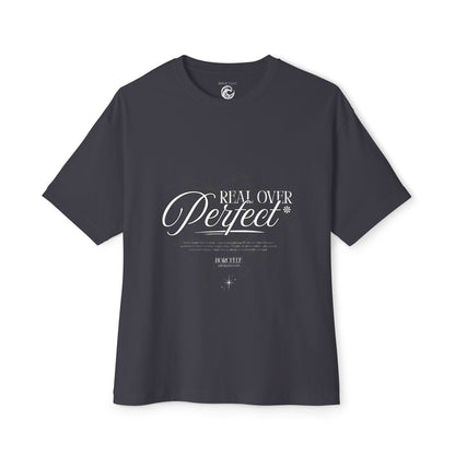 Perfect Real Lover Graphic Tee — "Real Lover Perfect" Oversized Boxy T-Shirt