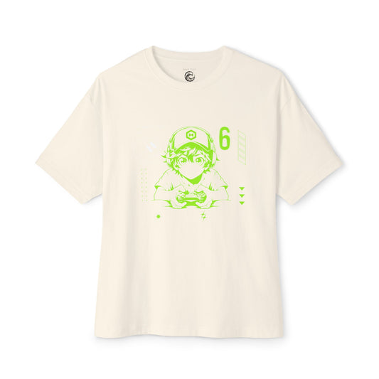 Cyber Gamer Tee — Neon Green Anime Controller Design