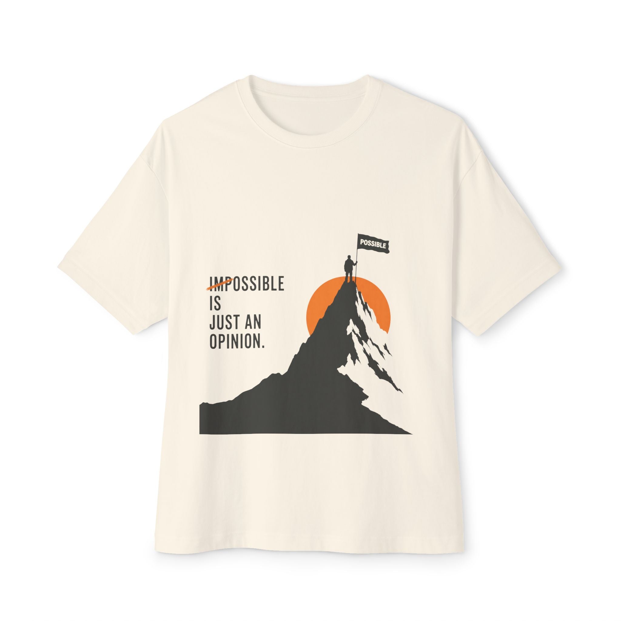 Impossible Is Just An Opinion Mountain Tee — Motivational Graphic T-Shirt