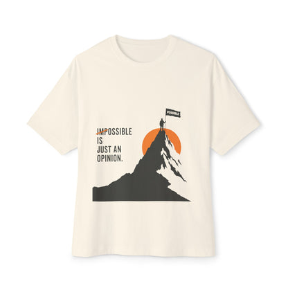 Impossible Is Just An Opinion Mountain Tee — Motivational Graphic T-Shirt