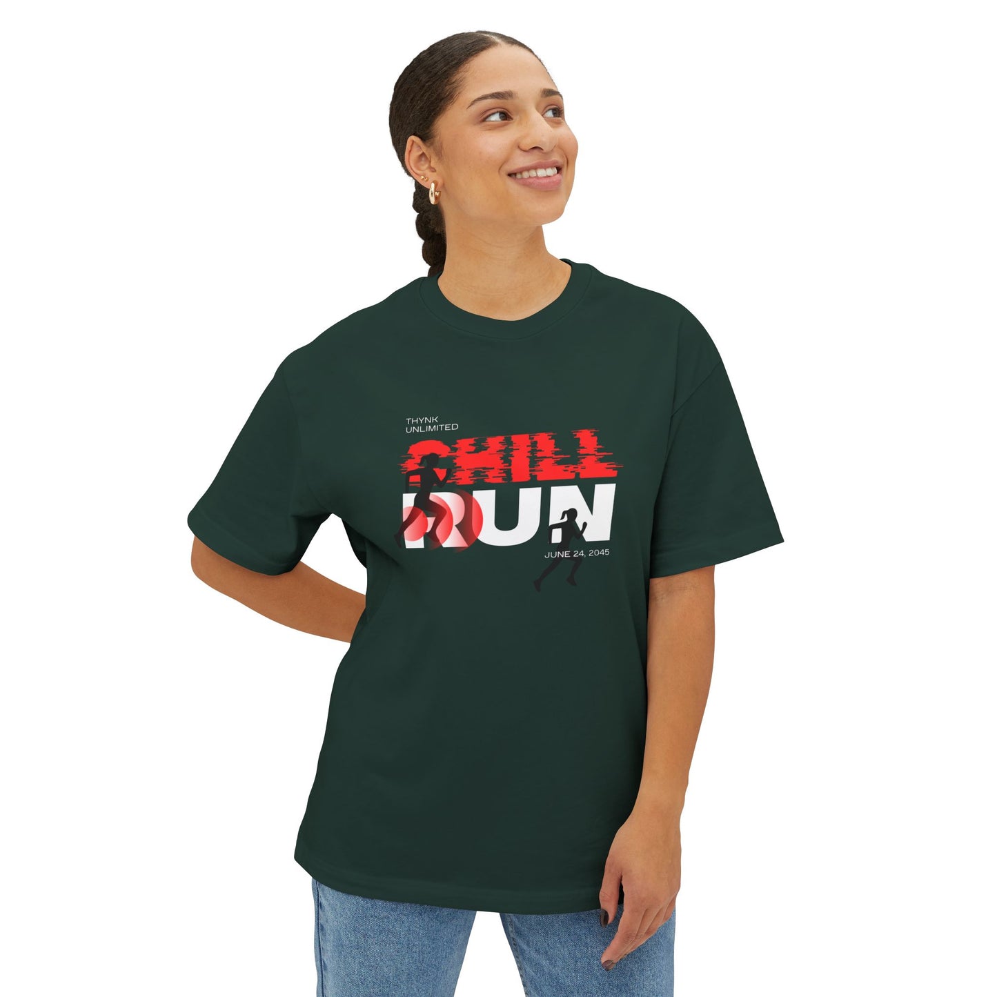 Chill Runner Tee — Minimalist Running Graphic Oversized Shirt