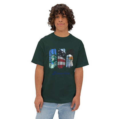 Patriotic America Tee — Statue of Liberty, Flag & Eagle Graphic