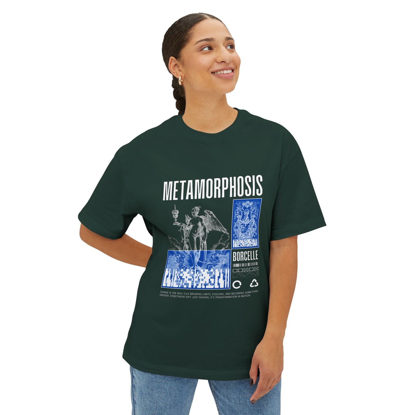 Metamorphosis Graphic Tee — Gothic Art & Blue Collage T‑Shirt