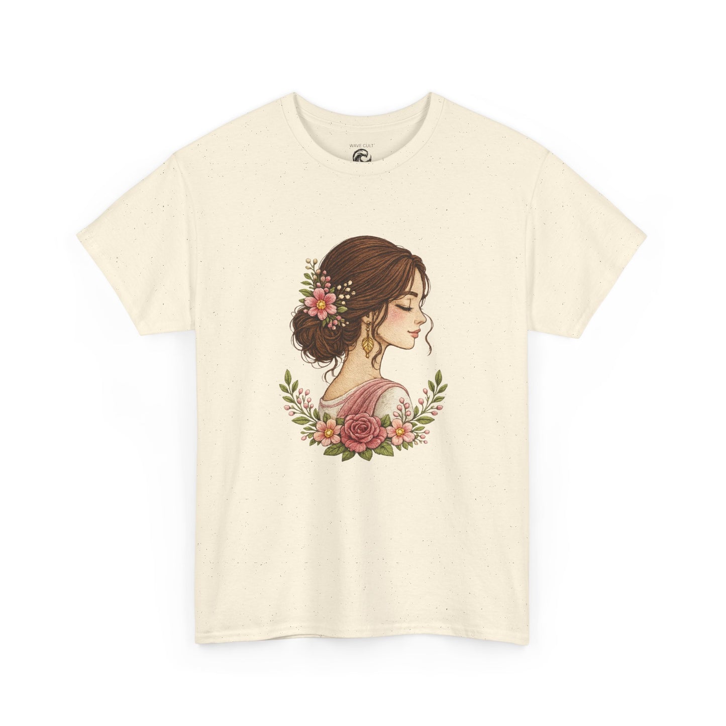 Floral Profile Tee — Vintage Woman Portrait T-Shirt