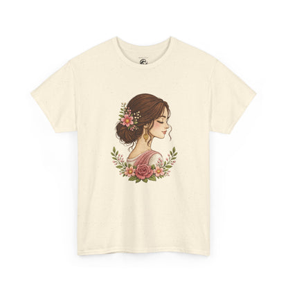 Floral Profile Tee — Vintage Woman Portrait T-Shirt
