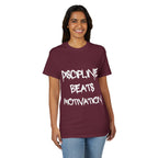 Discipline beats Motivation T‑Shirt — Motivational Gym Fitness Tee