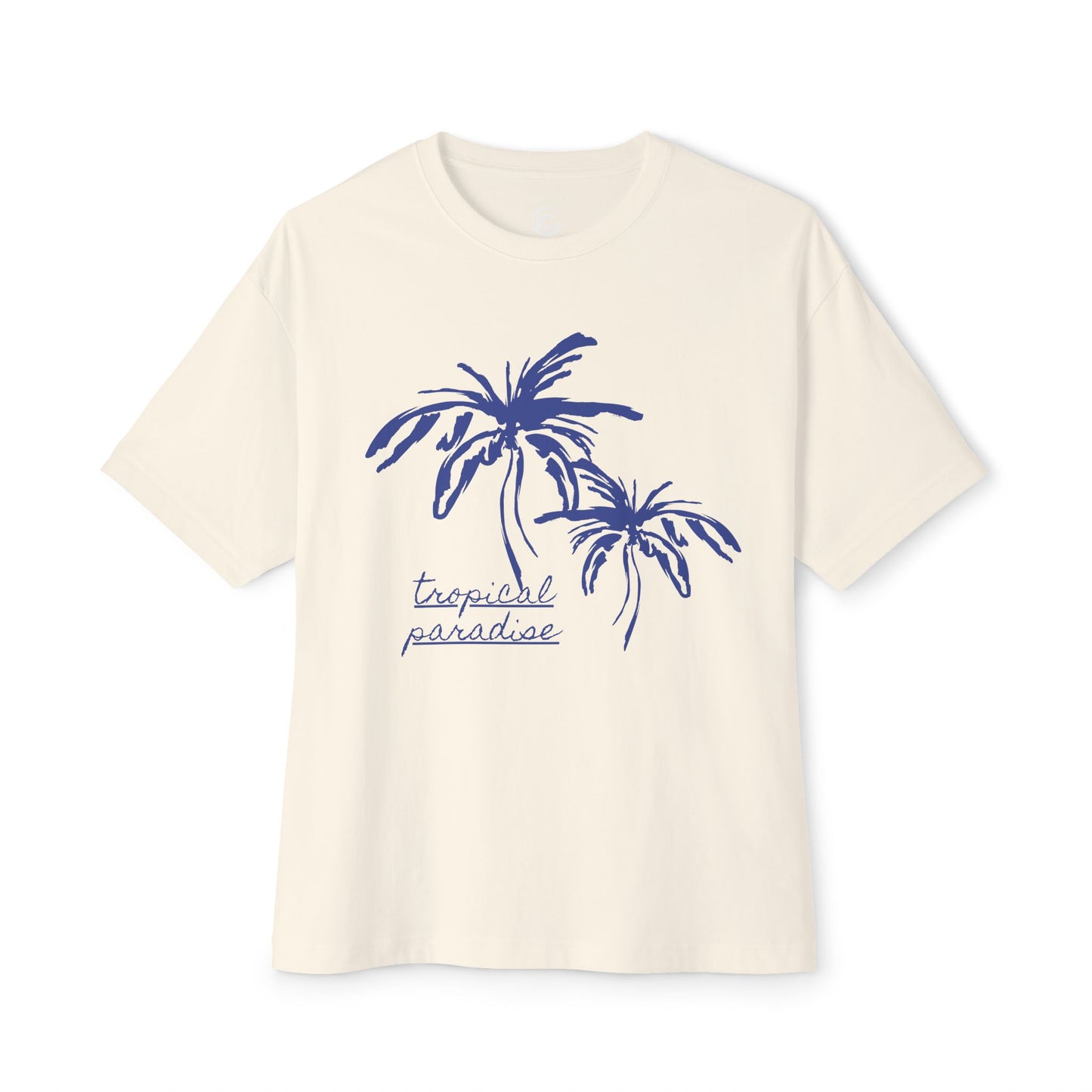 Tropical Paradise Boxy Tee — Palm Tree Oversized Graphic T-Shirt
