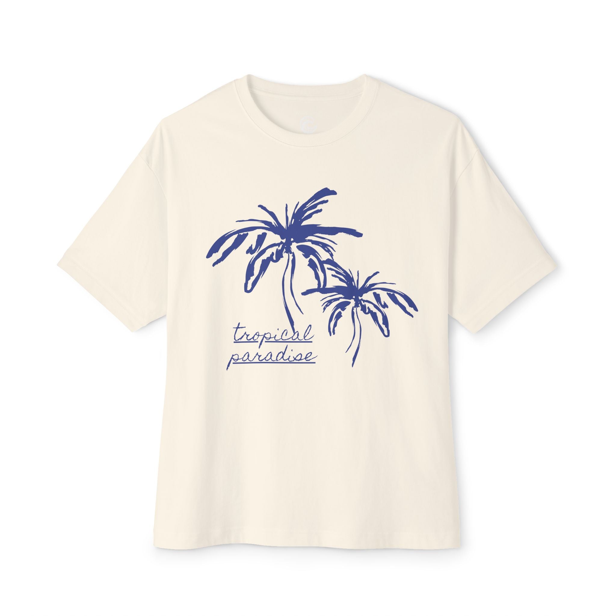 Tropical Paradise Boxy Tee — Palm Tree Oversized Graphic T-Shirt