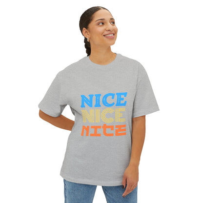 Nice Nice Nice Boxy Tee — Retro Colorblock Graphic T‑Shirt