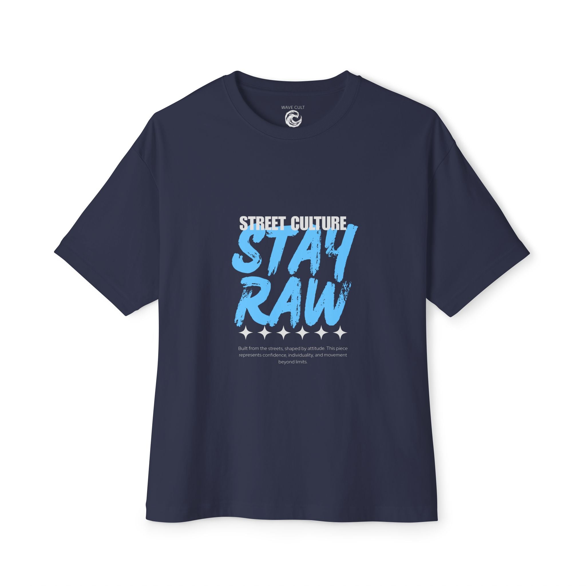 Black Tshirt Stay Raw — Urban Graphic Boxy T-Shirt