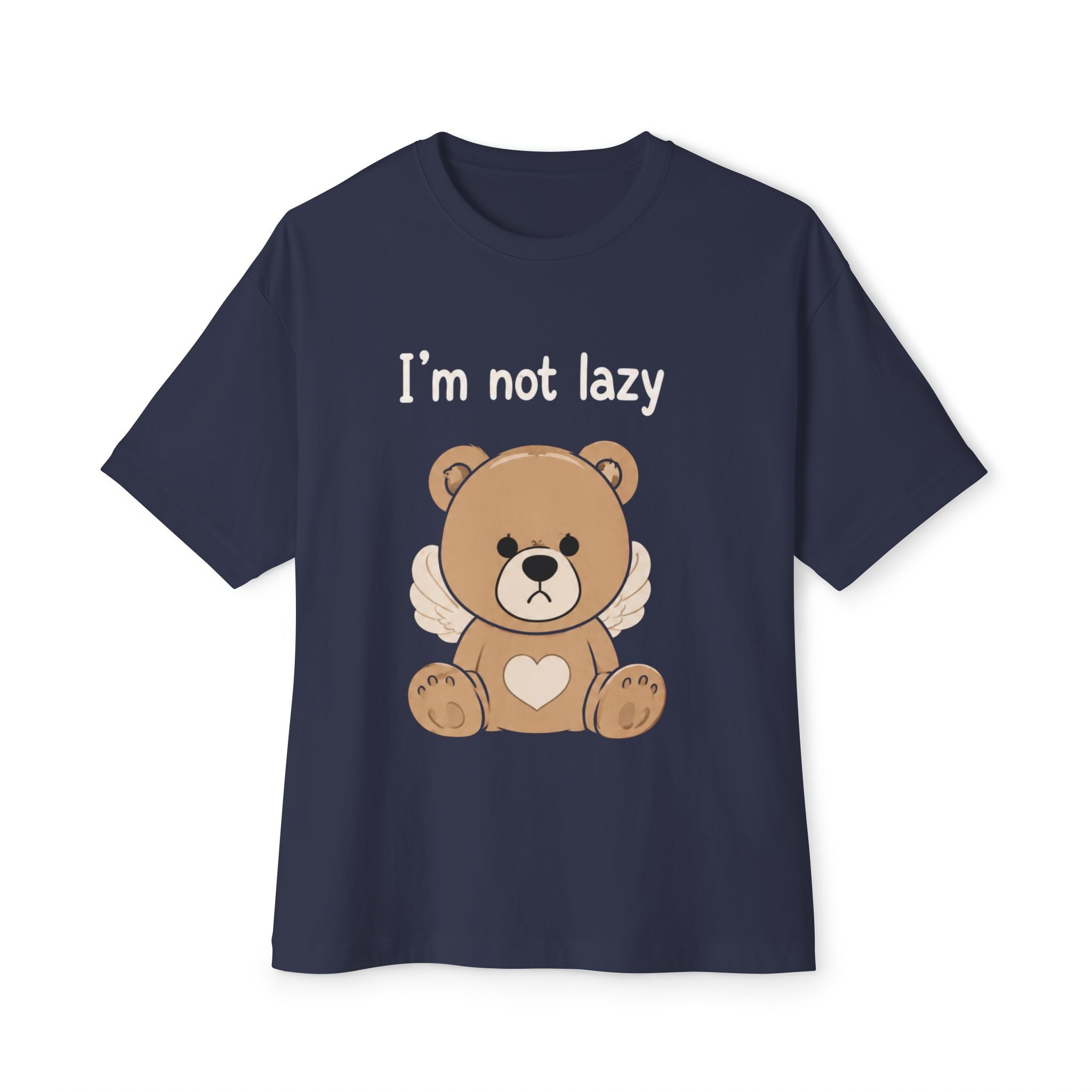 T-Shirt — Cute Angel Bear Graphic Tee ("I'm not lazy")