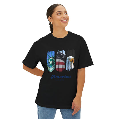 Patriotic America Tee — Statue of Liberty, Flag & Eagle Graphic