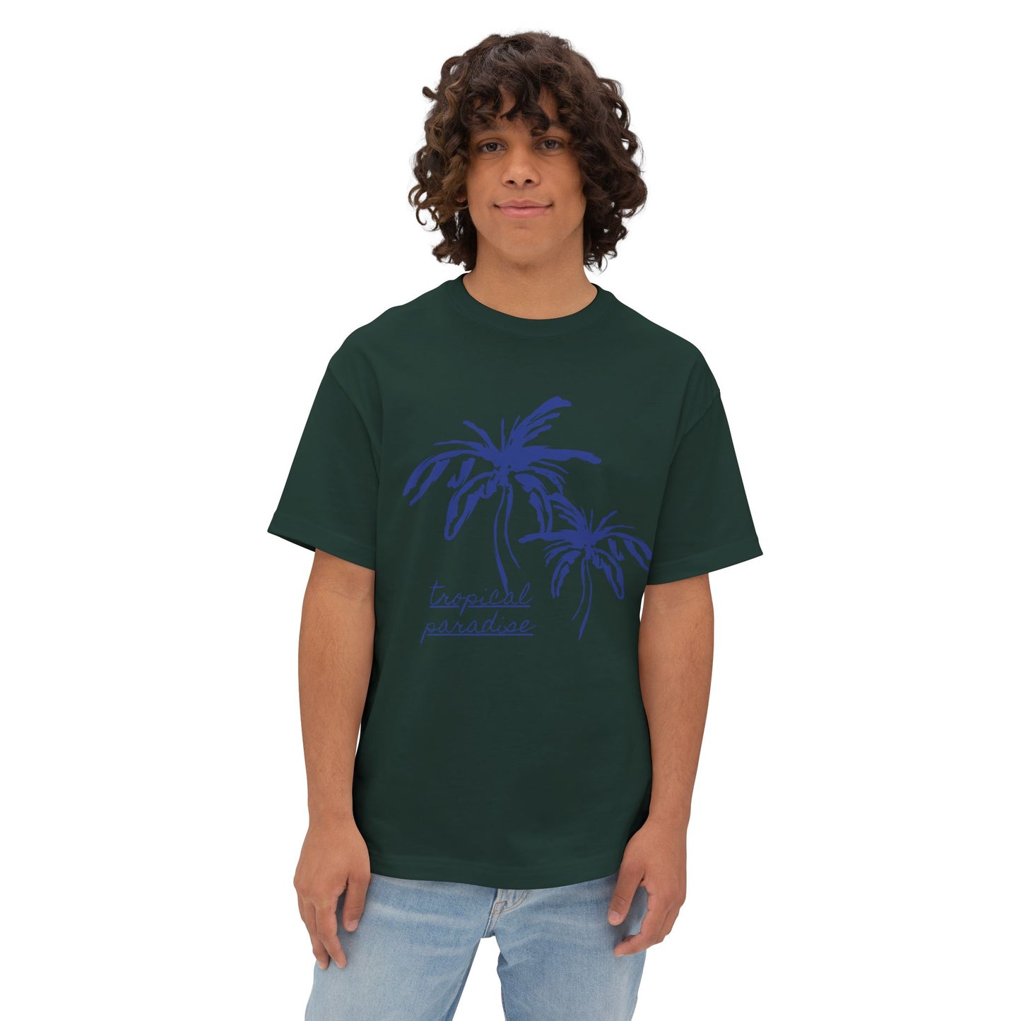 Tropical Paradise Boxy Tee — Palm Tree Oversized Graphic T-Shirt