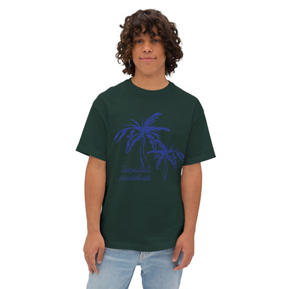 Tropical Paradise Boxy Tee — Palm Tree Oversized Graphic T-Shirt