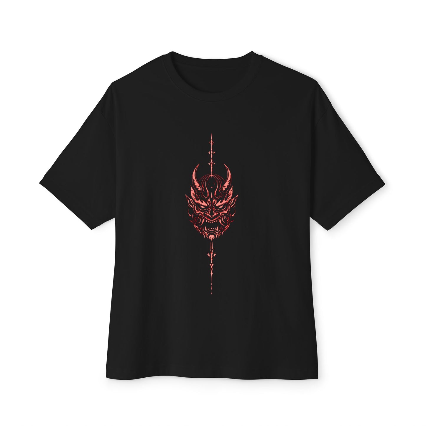 Demon Oni Mask Tee — Gothic Red Japanese Devil Graphic T-Shirt