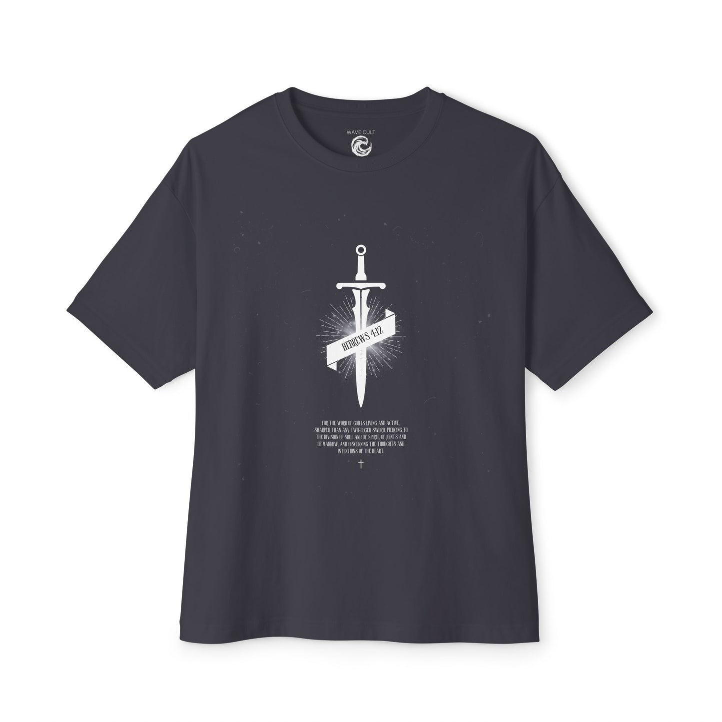 Boxy Tee — Dagger & Banner Graphic T-Shirt ("Forgive Us")