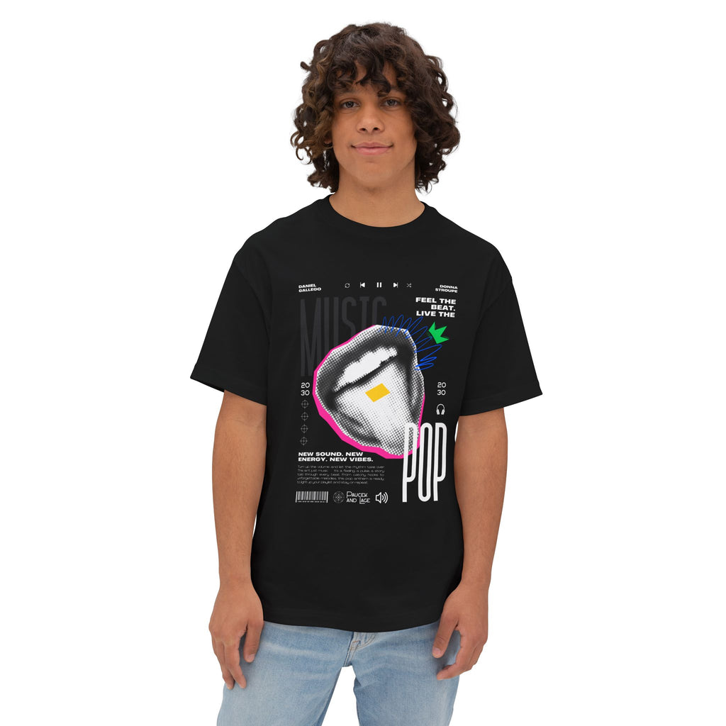 Music tshirt — 'Feel the Beat, Live the Pop' Oversized Boxy T-Shirt