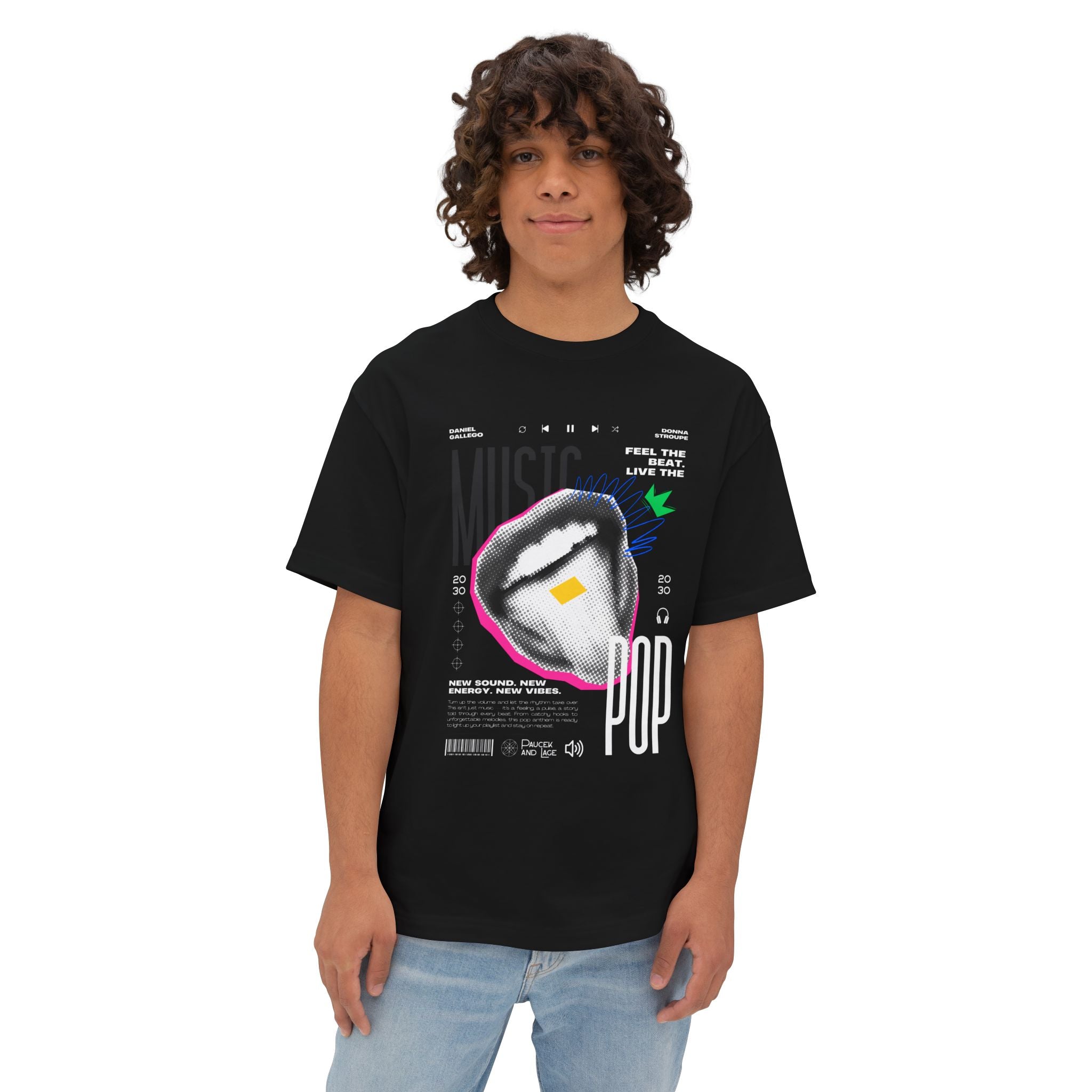 Music tshirt — 'Feel the Beat, Live the Pop' Oversized Boxy T-Shirt