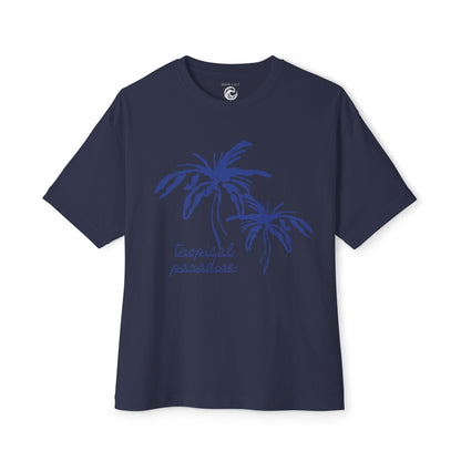 Tropical Paradise Boxy Tee — Palm Tree Oversized Graphic T-Shirt