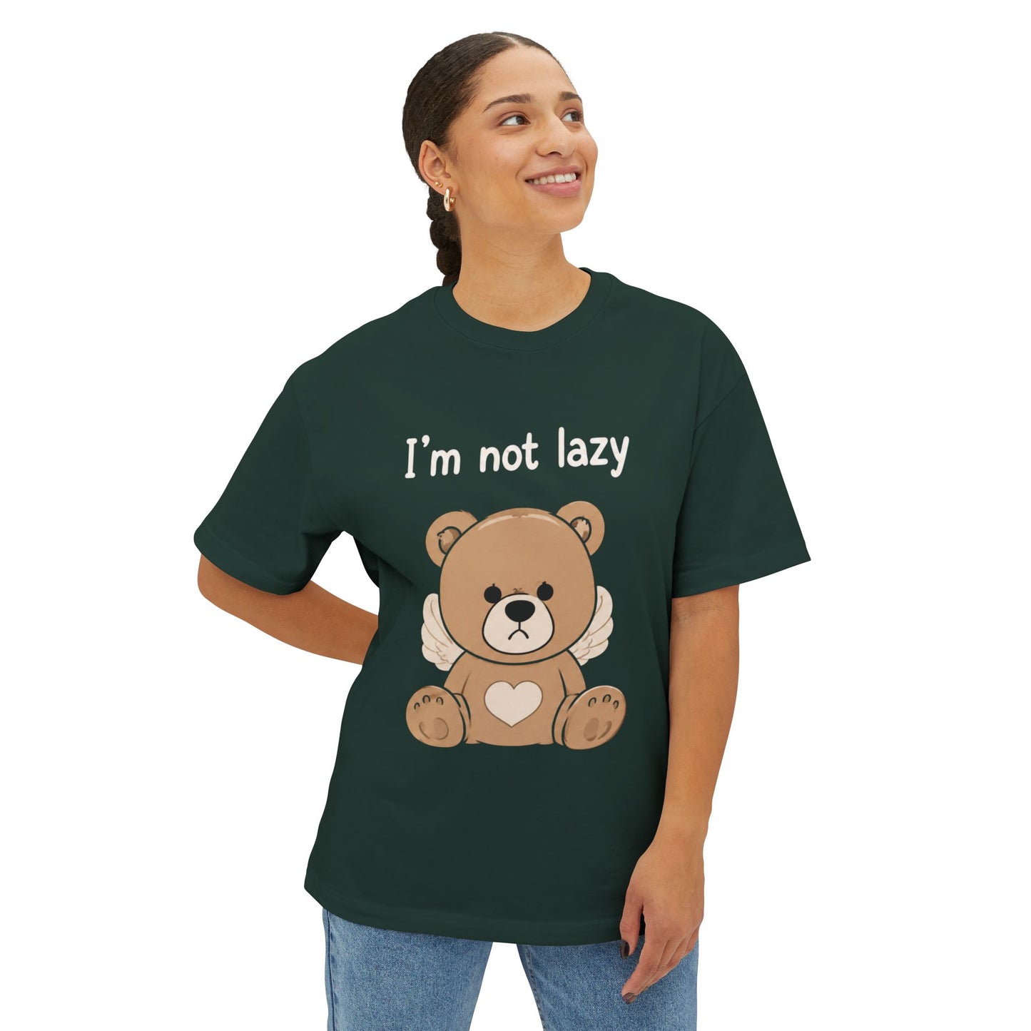 T-Shirt — Cute Angel Bear Graphic Tee ("I'm not lazy")