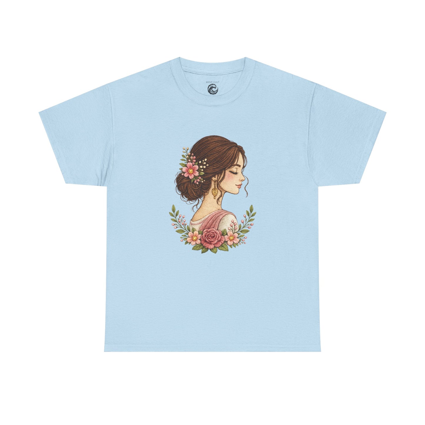 Floral Profile Tee — Vintage Woman Portrait T-Shirt