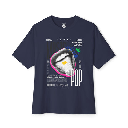 Pop Music Graphic Tee — 'Feel the Beat, Live the Pop' Oversized Boxy T-Shirt