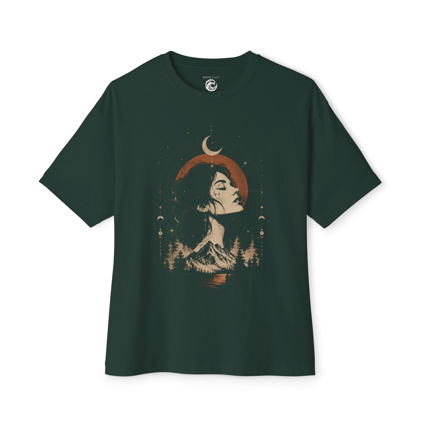 Mystic Moon Woman T-Shirt — Celestial Wilderness Graphic Tee