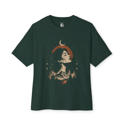 Mystic Moon Woman T-Shirt — Celestial Wilderness Graphic Tee
