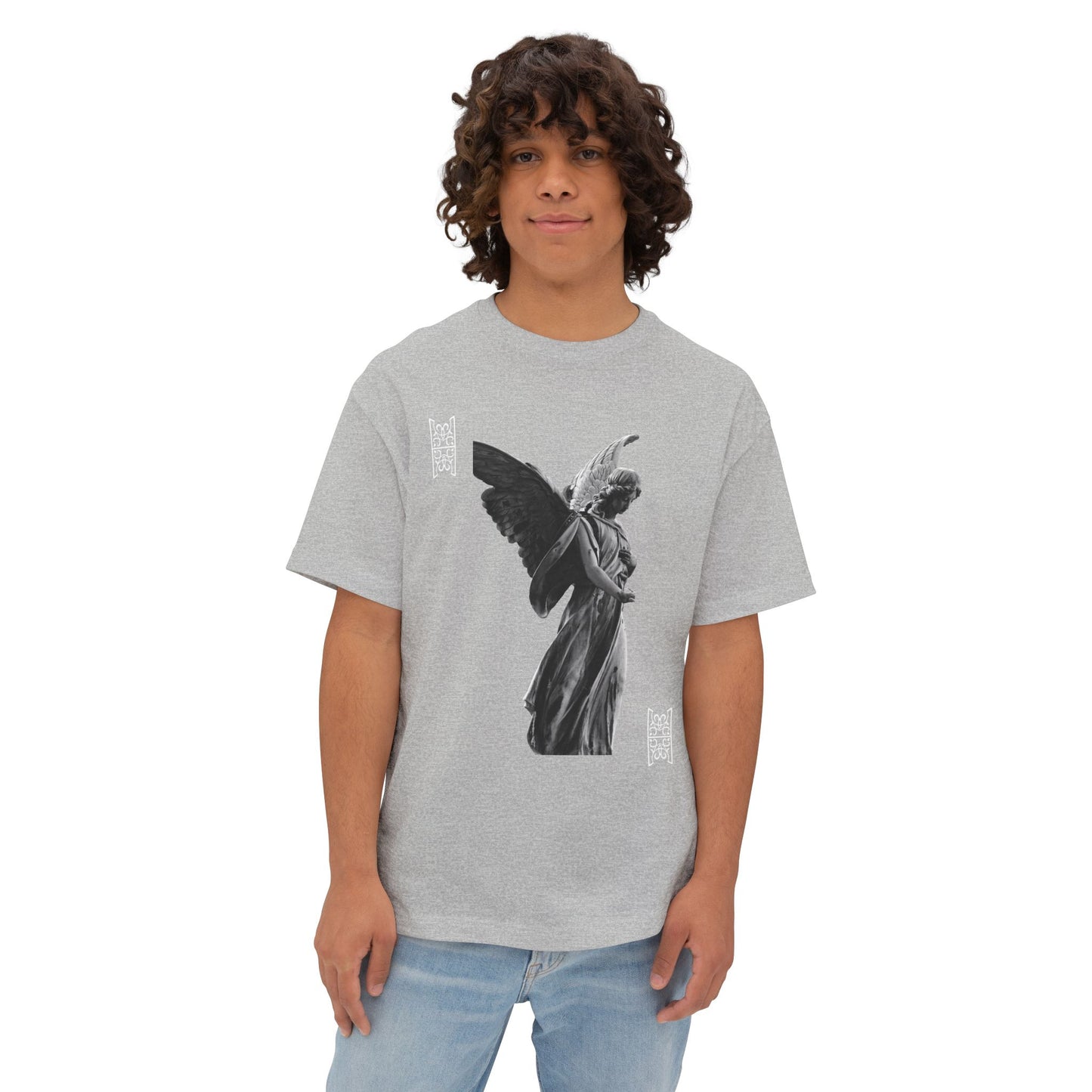 Angel Statue Graphic Tee — 'Pure Remorse' Streetwear Oversized Boxy T‑Shirt