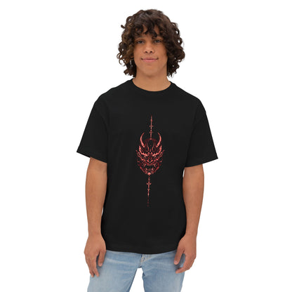 Demon Oni Mask Tee — Gothic Red Japanese Devil Graphic T-Shirt