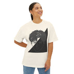 Anime tshirt Split-Face Graphic — Monochrome Half-Shadow Design