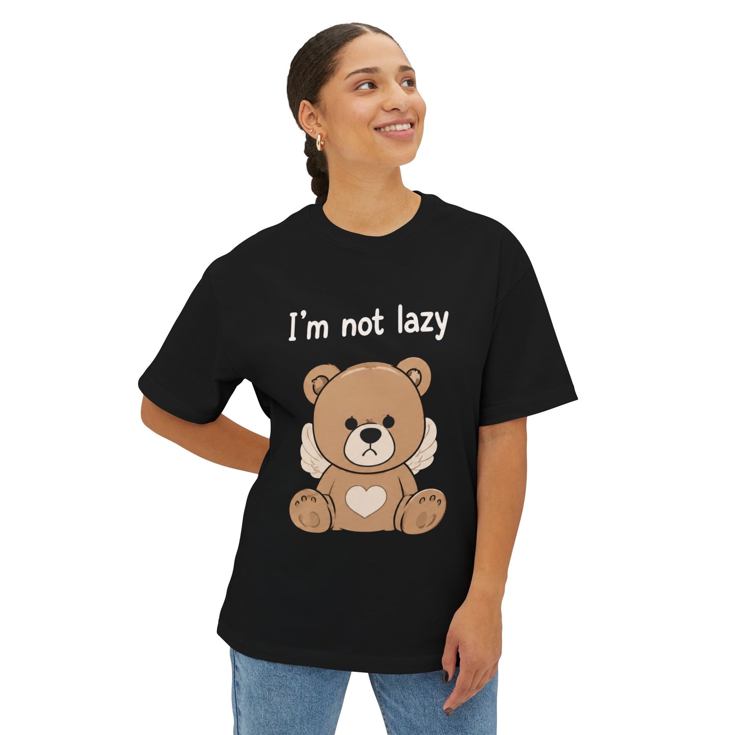 T-Shirt — Cute Angel Bear Graphic Tee ("I'm not lazy")
