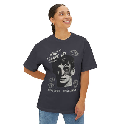 Graphic Tee — "What’re You Looking At?" Retro Surreal Face Design