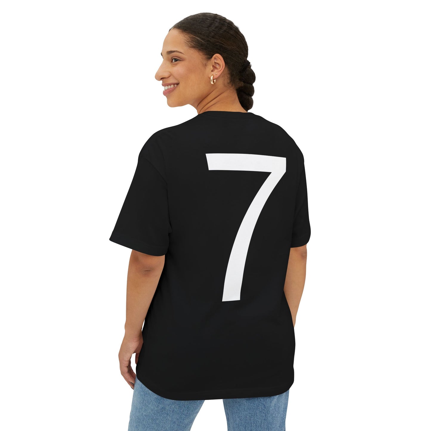 Football Player Jersey Tee — 'Football ESTD 1985' Oversized Boxy T‑Shirt (Back Number 7)