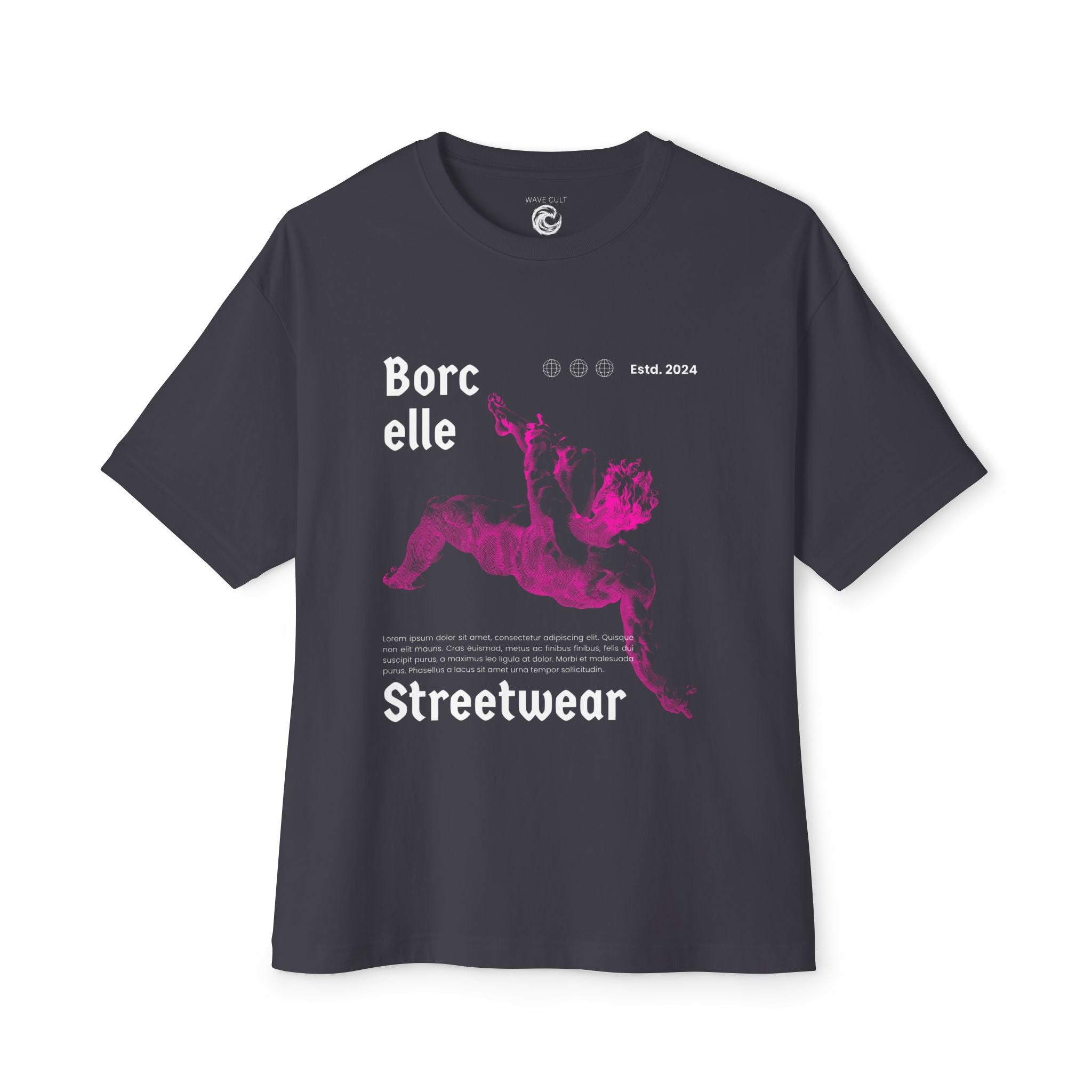 Oversized TShirt — "Borcelle" Pink Angel Graphic streetwear T-Shirt
