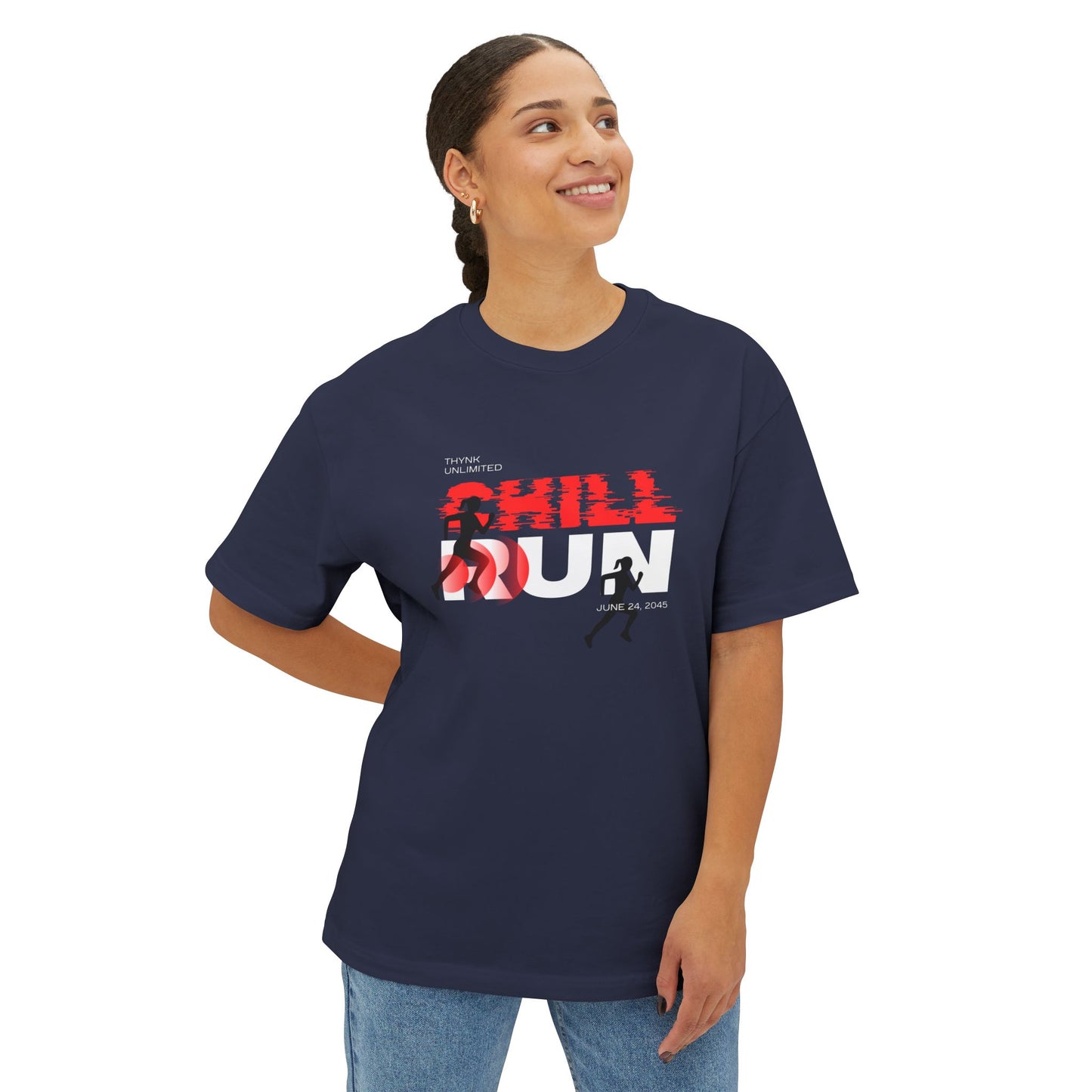 Chill Runner Tee — Minimalist Running Graphic Oversized Shirt
