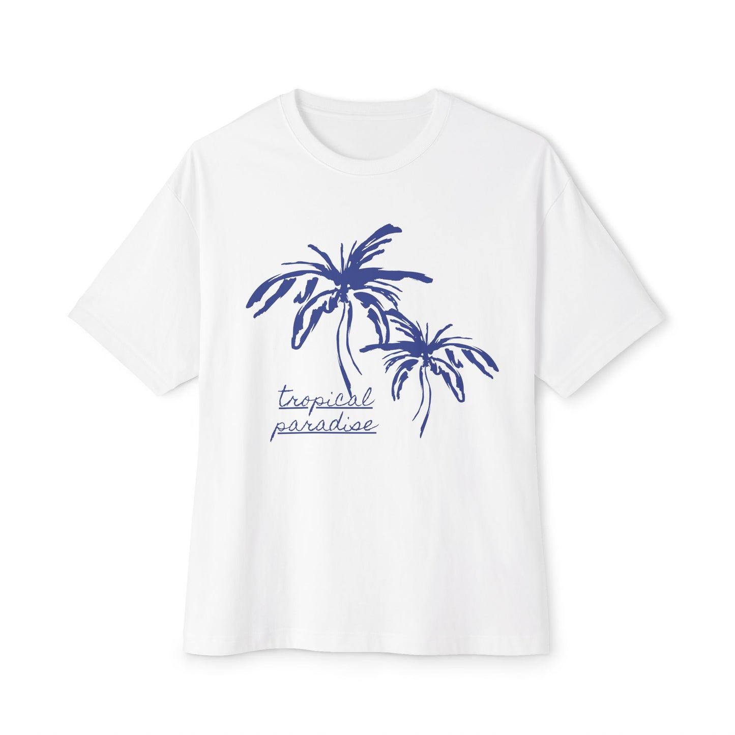 Tropical Paradise Boxy Tee — Palm Tree Oversized Graphic T-Shirt