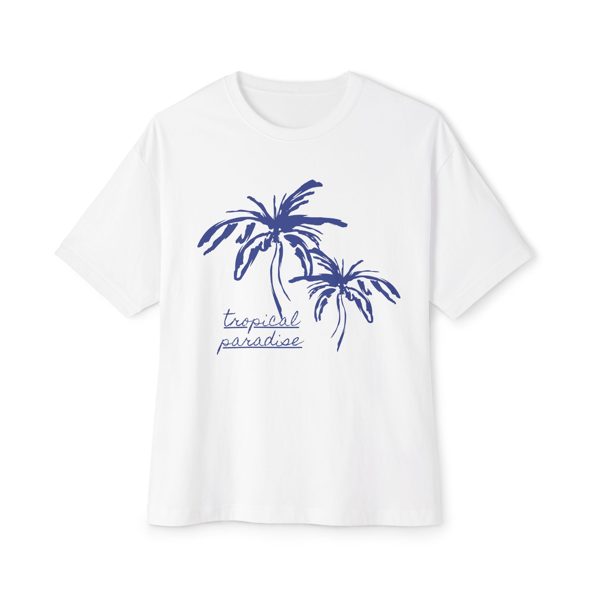 Tropical Paradise Boxy Tee — Palm Tree Oversized Graphic T-Shirt