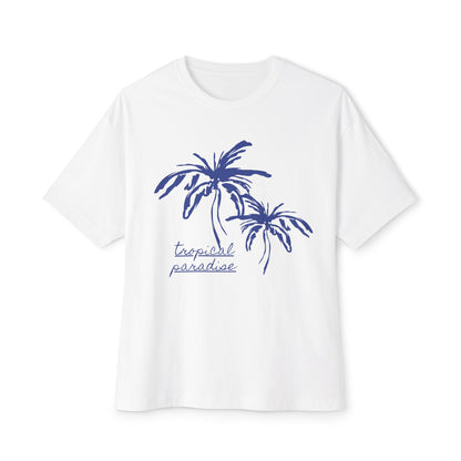 Tropical Paradise Boxy Tee — Palm Tree Oversized Graphic T-Shirt