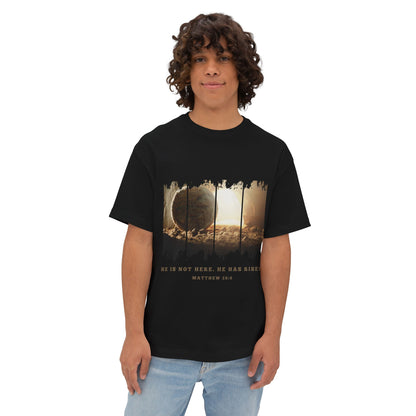 He Is Risen Oversized Tee — Easter Christian Resurrection Shirt