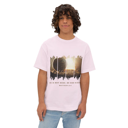 He Is Risen Oversized Tee — Easter Christian Resurrection Shirt