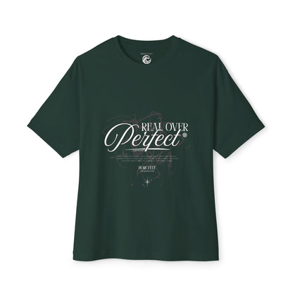 Perfect Real Lover Graphic Tee — "Real Lover Perfect" Oversized Boxy T-Shirt