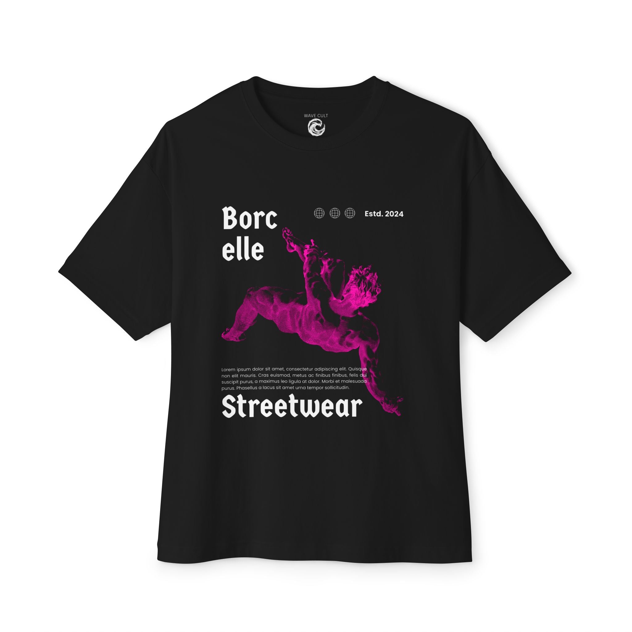 Oversized TShirt — "Borcelle" Pink Angel Graphic streetwear T-Shirt