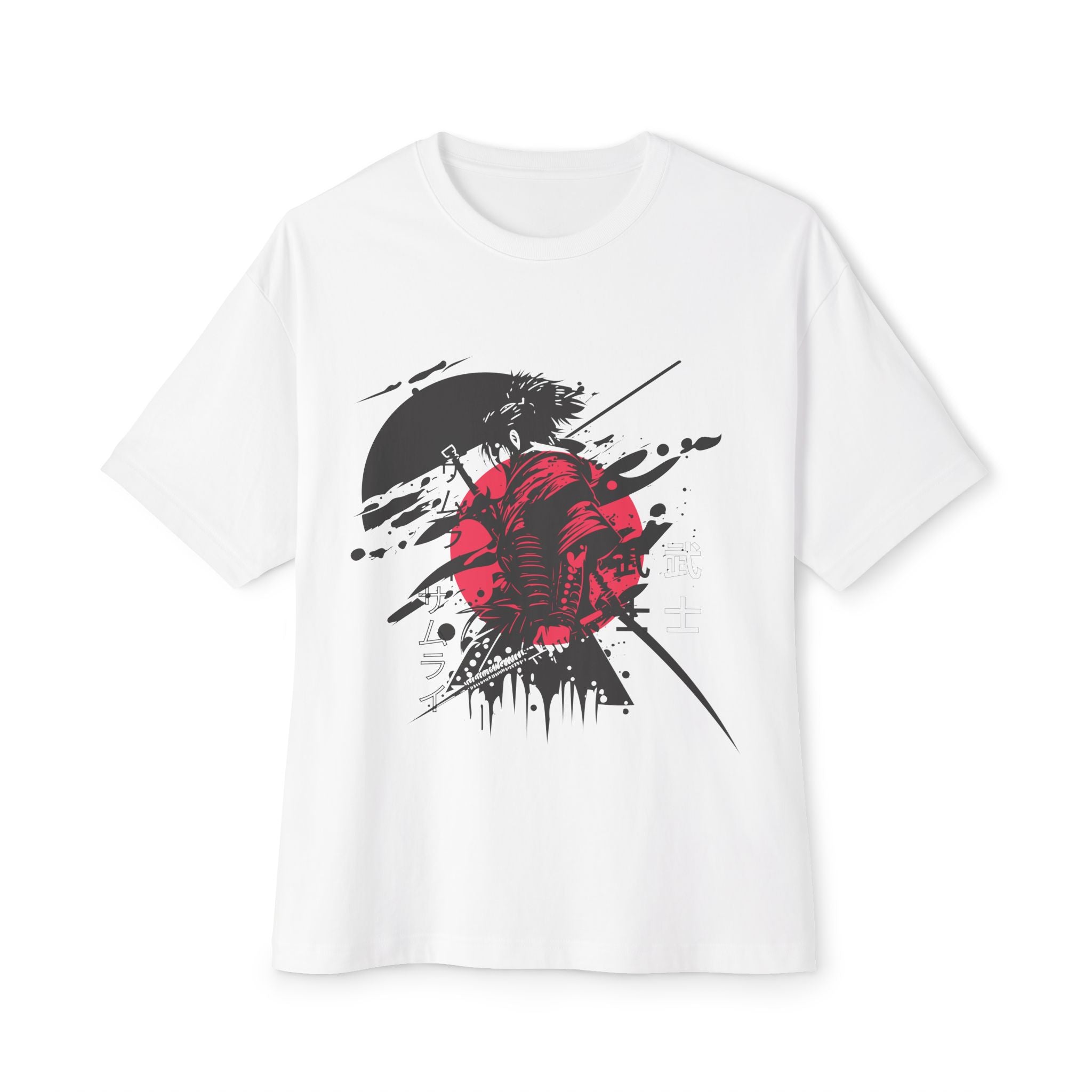 Graphic Tee — Red Samurai Sun Abstract Design