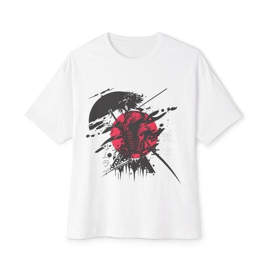 Graphic Tee — Red Samurai Sun Abstract Design