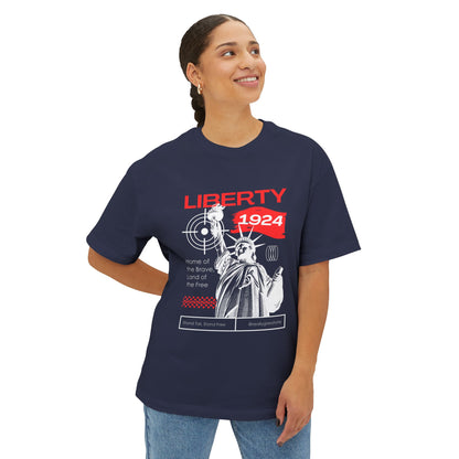 Liberty 1924 Graphic Tee - Vintage Flag Boxy T-Shirt