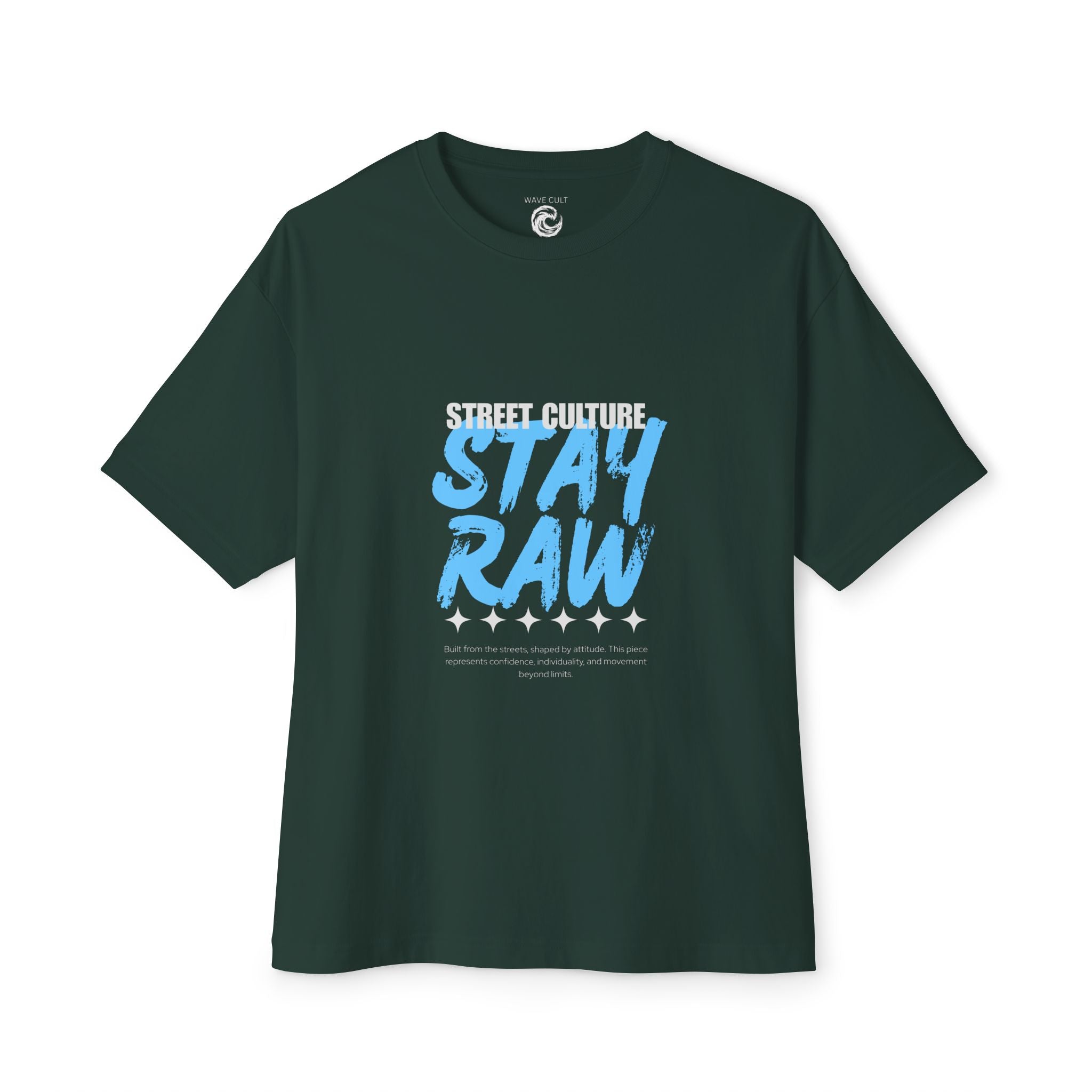 Black Tshirt Stay Raw — Urban Graphic Boxy T-Shirt